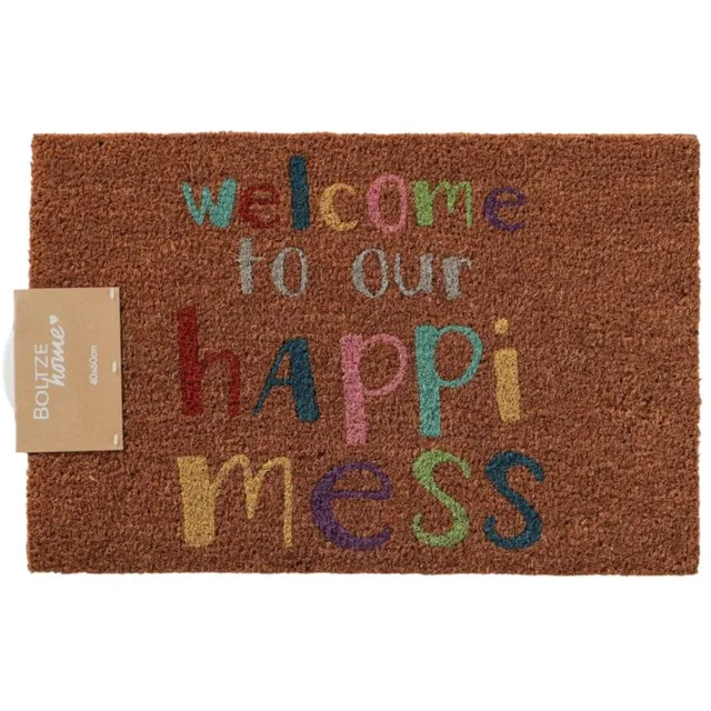 Boltze Deurmat - Schoonloopmat - HappiMess - Welcome - Kokos - 60x40cm Roze