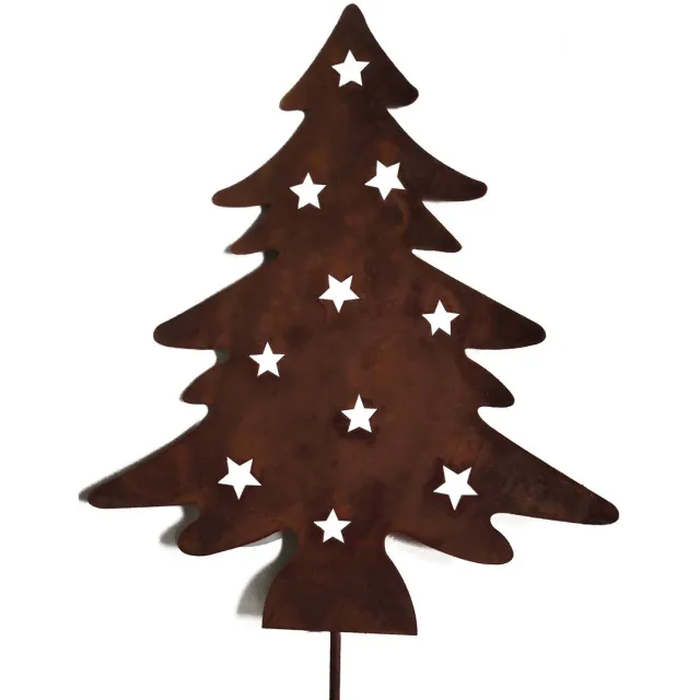 UNUS Tuinsteker kerstboom metaal roestlook tuindecoratie kerstversiering voor tuin terras balkon binnen Bruin