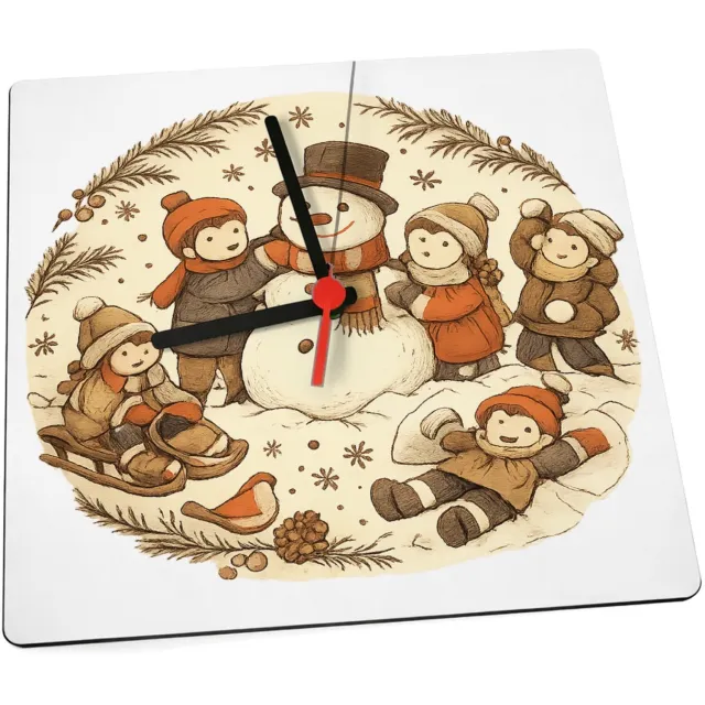 Mr Cadeautjes Klok 19 x 19 - design Een vrolijke all-over herfstwandeling met een dierlijke para | cadeau Wit