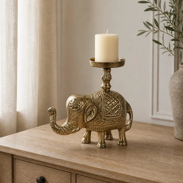 Hoppa! Kaarsenhouder - Olifant - Goud - 22 x 10 x 22 (B x D x H)