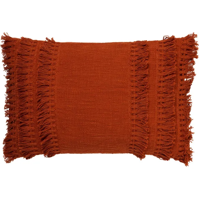 Dutch Decor FARA - Kussenhoes 40x60 cm - 100% katoen - met franjes - Potters Clay - oranje - met rits - zonder binnenkussen Terracotta