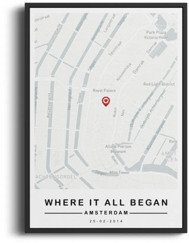 Studio Miron Premium Fine Art Herinneringsposter “Where It All Began ” – Volledig personaliseerbaar – 30 x 40 cm Wit