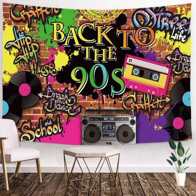 Ulticool Wandkleed - 90s Party - Vintage - 200x150 cm - Groot wandtapijt - Poster - Jaren 90 - Slaapkamer - Woonkamer - Decoratie - Accesoires - Ulticool veelkleurig