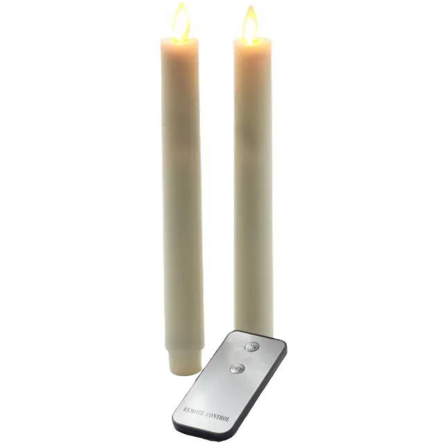 Anna's Collection LED Dinerkaarsen - creme wit - 2x stuks - H23 cm - Kaarsen op batterijen - met afstandsbediening Beige