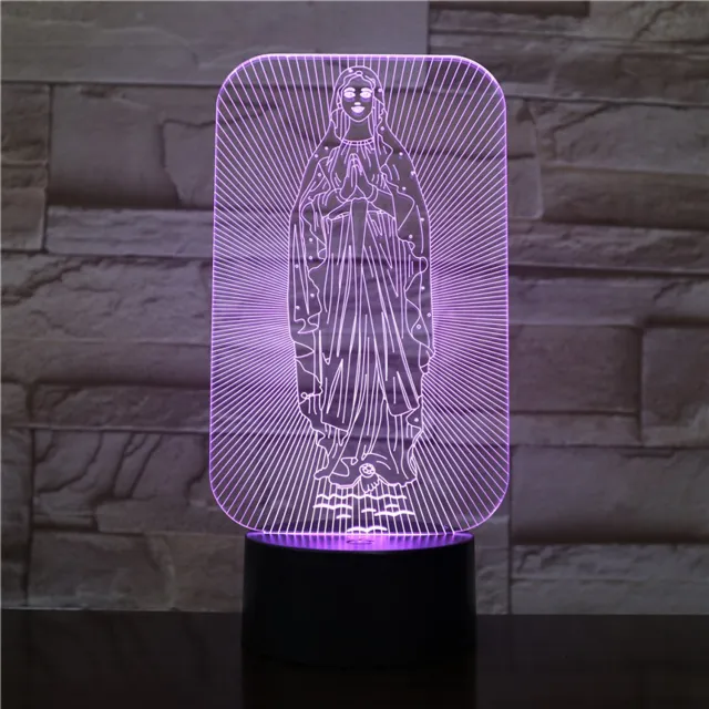 MC Living 3D Led Lamp Met Gravering - RGB 7 Kleuren - Jezus