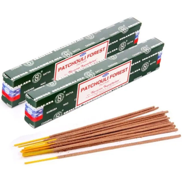 Satya Nag Champa wierrook stokjes Patchoulie Forrest geur - 24x - Lichaam in balans - Meditatie - staafjes van 22 cm Multi