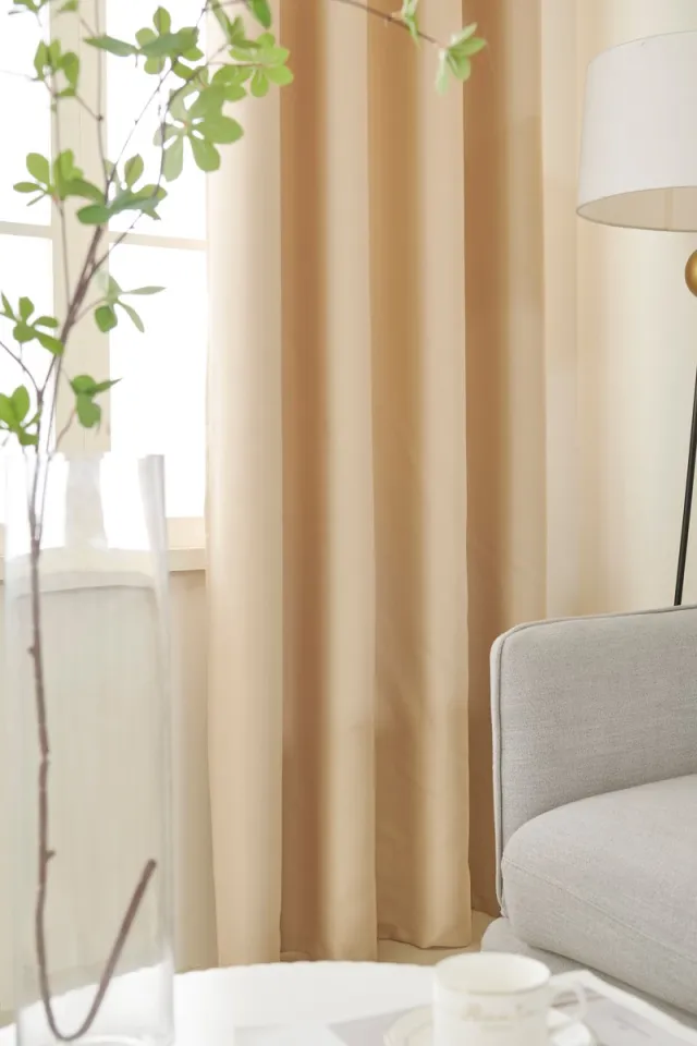 maroyathome RUBEN - Gordijn - Verduisterend - met Ringen - kant en klaar - 150 x 260 cm - 150 cm breedte en 260 cm lengte - Beige - 1 Stuk