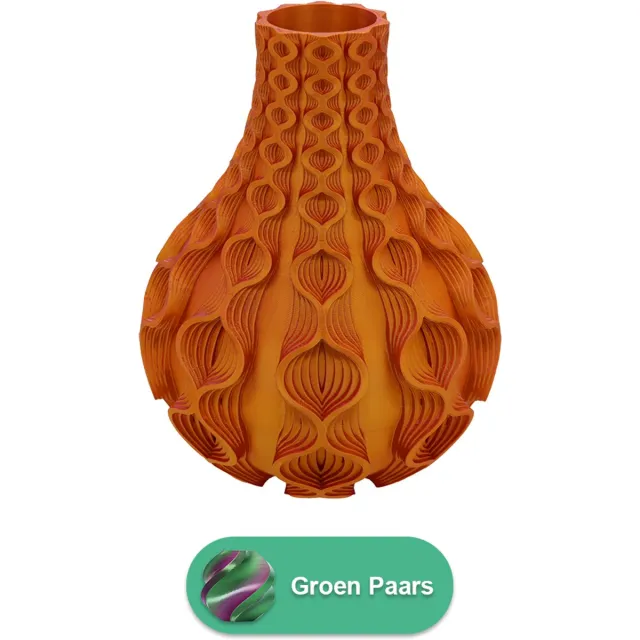 Lovora Coral organische vaas – Decoratieve vaas - Groen / Paars - 3d geprinte vaas – geschikt voor droogbloemen - 20CM