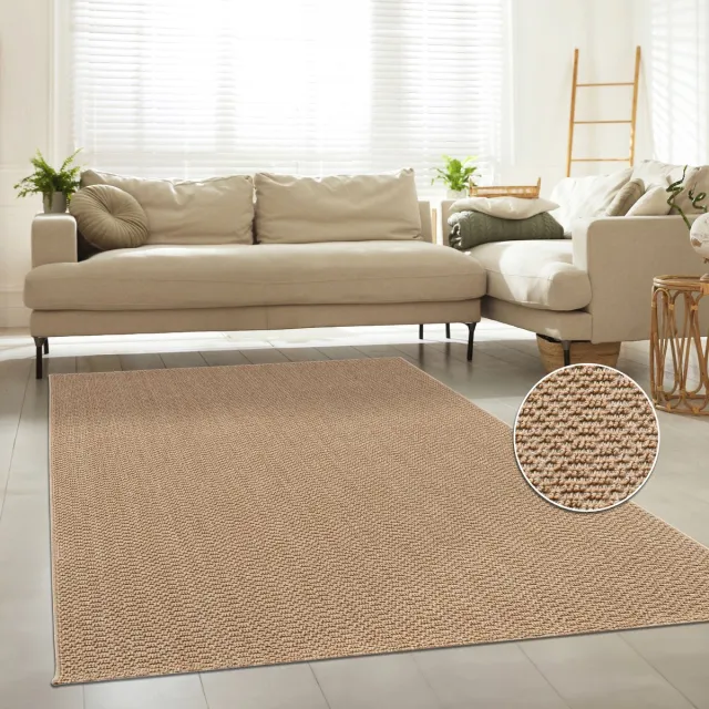 flycarpets Laagpolig Vloerkleed Hamiber - Wol look - Beige