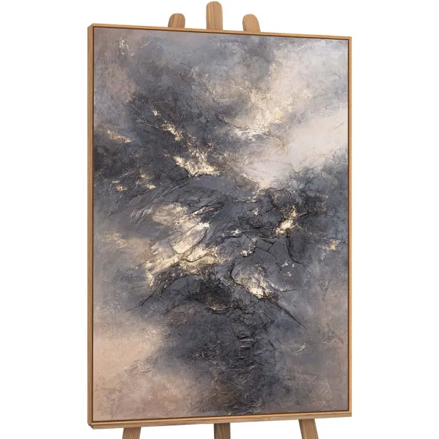 YS Canvas schilderij handgeschilderd heavenly glow abstract – YS-Art Gallery – Luxe wanddecoratie voor woonkamer – Modern schilderij voor slaapkamer en hal Wood