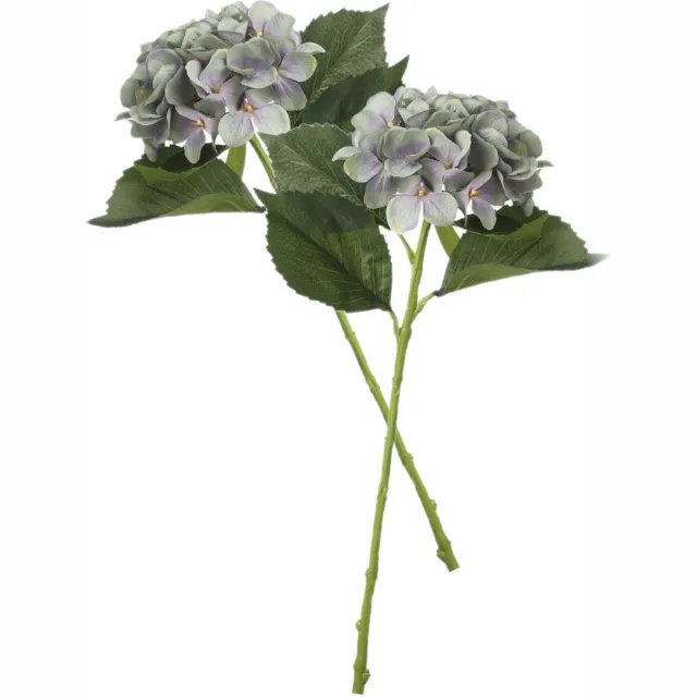 Mica Decorations Kunstbloem - 2x - Hortensia tak - lichtblauw - 51 cm - losse steel - Kunst zijdebloemen