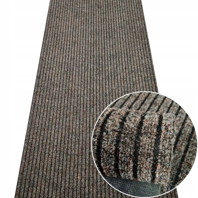 OXIDE Deurmat op maat - 100 cm breed, gestreept, rubberen onderkant Beige