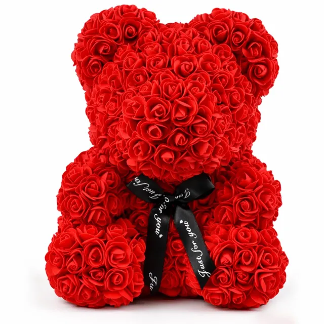 Happy Holidayz Rode Rozen Moederdagbeeer XXL - 38 cm - Moederdag - Roos Teddybeer - Moederdagcadeau - Perfect Moederdag Cadeau voor haar - Moederdagcadeau voor haar Rood