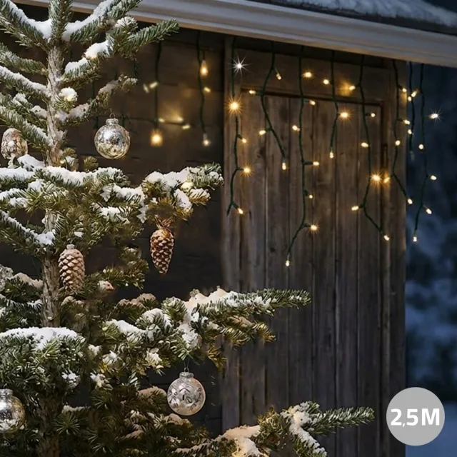 RexTech Solar kerstverlichting buiten 'Frost' - 100 leds - 2,5 meter verlichte lengte - Sfeervol warm wit (3000K) - 8 lichtstanden - Feestverlichting voor buiten op zonne-energie