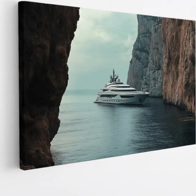 Saammp Canvas Schilderij - Natuur - Jacht tussen de bergen - landschap - 90x60 - Foto op canvas - Wanddecoratie - Muurdecoratie Woonkamer - Slaapkamer decoratie - Canvas Print Multicolor