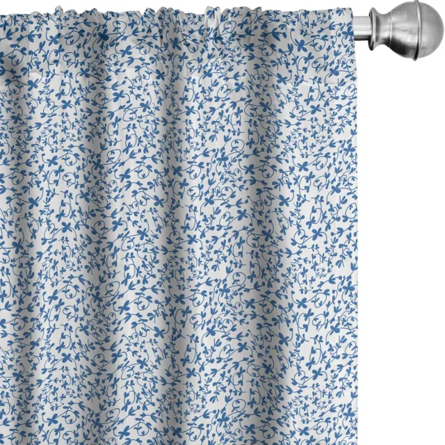 ABAKUHAUS Gordijnenset – 2x75x225 cm – Microvezel – Zee-blauw & Wit Zee blau
