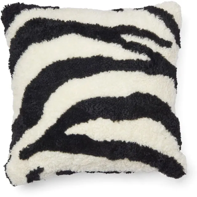 Sheepskin House Zebra Kussen - Dubbelzijdig - 60x60 cm Black/Ivory