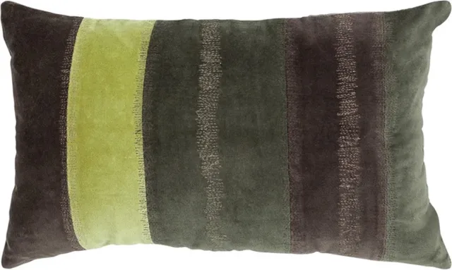 Linen & More Velvet Stripe Forest Groen Pea Kussen | 30 X 50 | Sierkussen Voor Woonkamer Of Slaapkamer