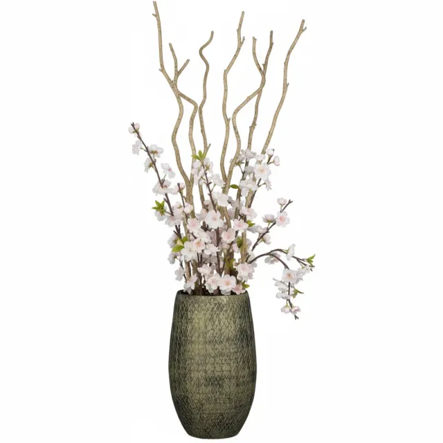Mica Decorations Mica Bloemenvaas Madeira - hoog model - groen - terracotta - 30 x 50 cm - schubbenpatroon