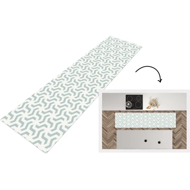 KitchenYeah Keukenloper - Loper keuken - Patronen - Abstract - Groen - Geometrie - Keukenloper vinyl Multicolor