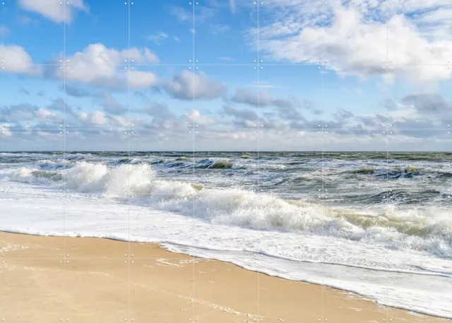 IXXI Stormy weather at the North Sea Coast, Jan Becke - 140 x 100 cm - Grote wanddecoratie en posters - Fotografie, Naturalisme, Woonkamer Blauw