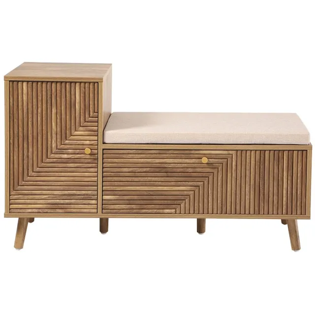 Casame CALICOSY - Schoenenbank met 2 deuren en gelamineerde fronten, L101 cm - EDEN Houtlook
