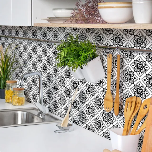 Ambiance Sticker Zelfklevende tegelmuurstickers voor keuken en badkamer - 9 tegelstickers (Azulejos-stijl) - 9 stickers 20x20 cm Multi color