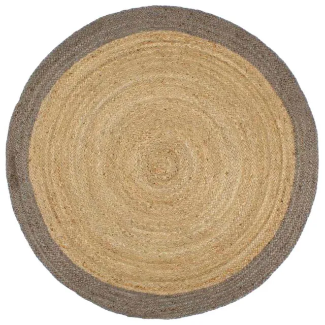 vidaXL Vloerkleed handgemaakt met grijze rand 210 cm jute Bruin