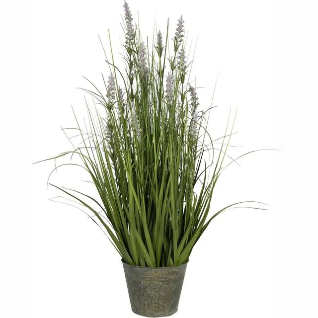 Clayre & Eef Kunstbloem Lavender 66*64*80 cm Groen Kunststof, Foam Kunstplant Nepbloem Nepplant