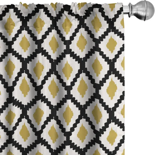 ABAKUHAUS Voorhangen – Geometrisch Damast – 2x75x175 cm – Microvezel Blasser Kaffee
