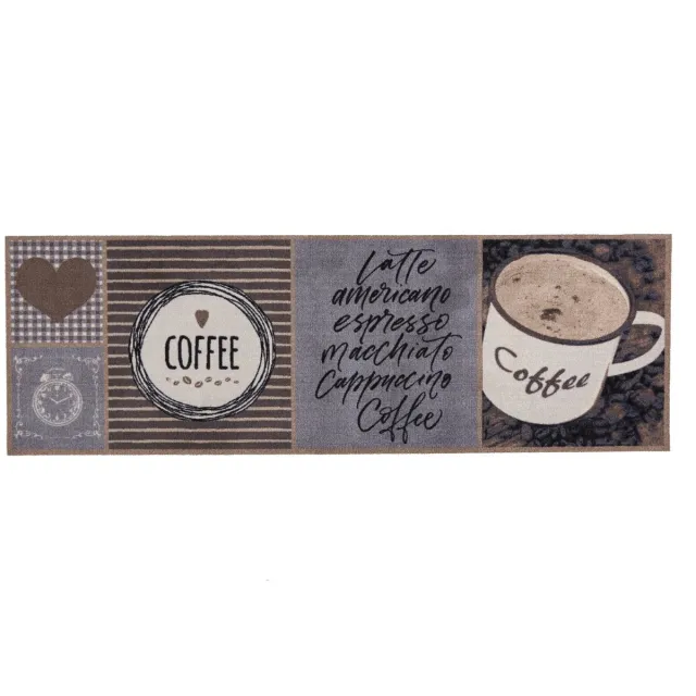 MD-Entree MD Entree - Keukenloper - Vloerkleed - Machinewasbaar - Cook&Wash - Good Coffee - 50 x 150 cm Grijs