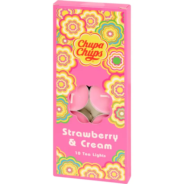 Chupa Chups Waxinelichtjes met geur 10 stuks - Strawberry & Cream Aardbei