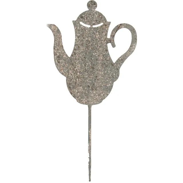 Clayre & Eef Tuinsteker Theepot 20x1x40 cm Grijs Metaal