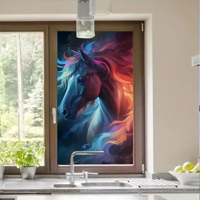 Handson Raamfolie paard - decoratie - folie - vensterglas - glasfolie - PVC - statische kleving - 50 x 90 cm