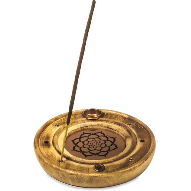 Phoenix Import Mani Bhadra Wierook en Kegeltjes Brander Lotus Mandala (10 cm) Bruin