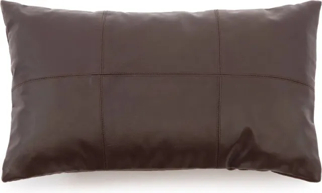 Bazar Bizar De leren kussenhoes met zes panelen - Choco - 30x50 Bruin