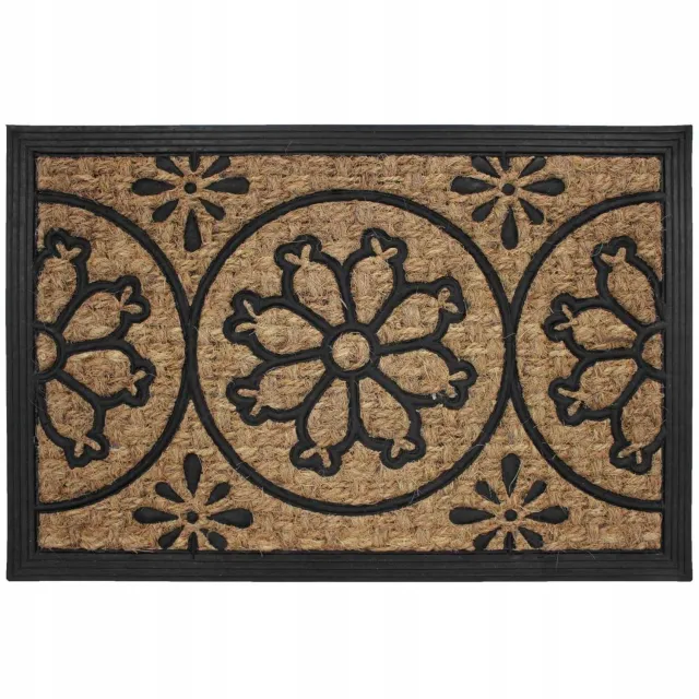 Livettti.NL Merkloze kokosvezel deurmat met patroon - 40x60 cm Beige and black