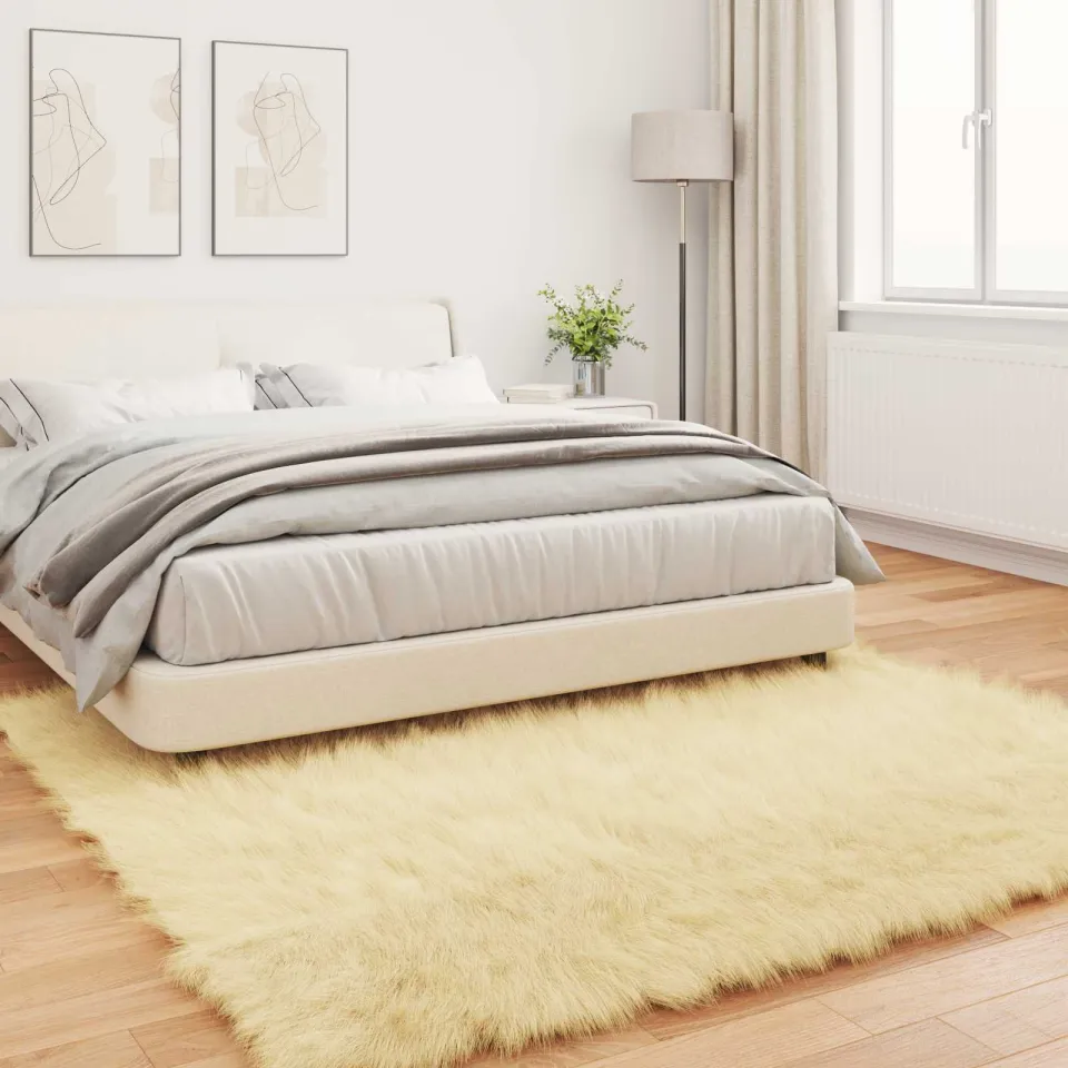 vidaXL Tapijt van imitatie TAFALLA Crèmekleurig 240 x 240 cm Polyester, foto 3
