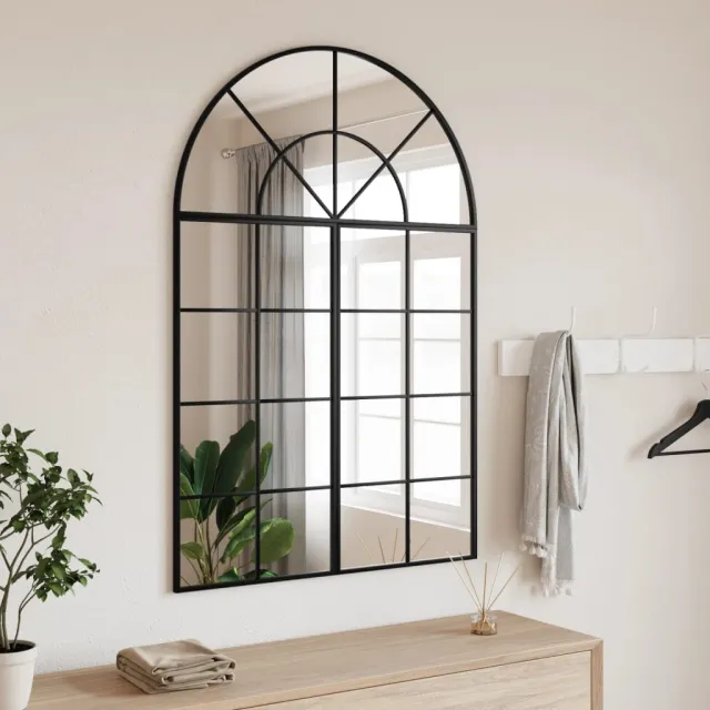 vidaXL Wandspiegel boog 80x120 cm ijzer zwart