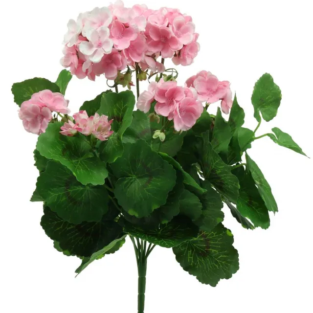 Viana Geranium kunstbloem Roze geraniumstruik kunst 7 bloemen H38cm