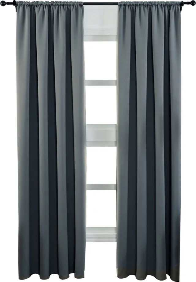 Happyment Gordijnen set Diva 2 stuks - Donkergrijs 135x175cm - Luxaflex - Verduisterend - met Plooiband - Fluweel Isolerend