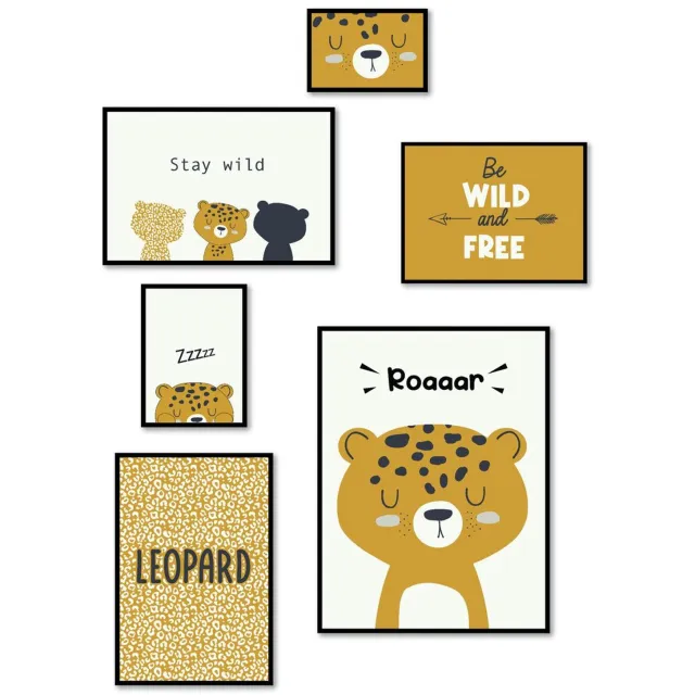 Today Set van 6 fotolijsten LEOPARD, MDF Zwart