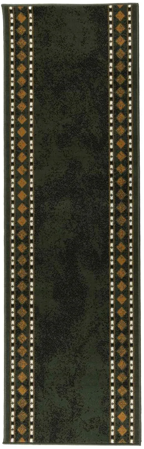 vidaXL Lopers - Tapijt - FLORNES - Geweven - Groen - Diamanten - 67 - x - 300 - cm - PP
