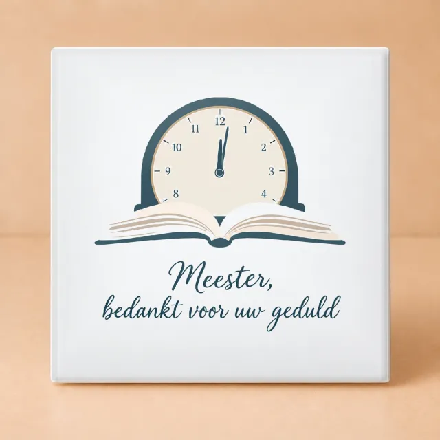 Bedruk King Vrolijke Nieuwjaarsstart met meester Tegel – Kleurrijke decoratie en dankbetuiging voor leraren - 11 x 11 cm Wit