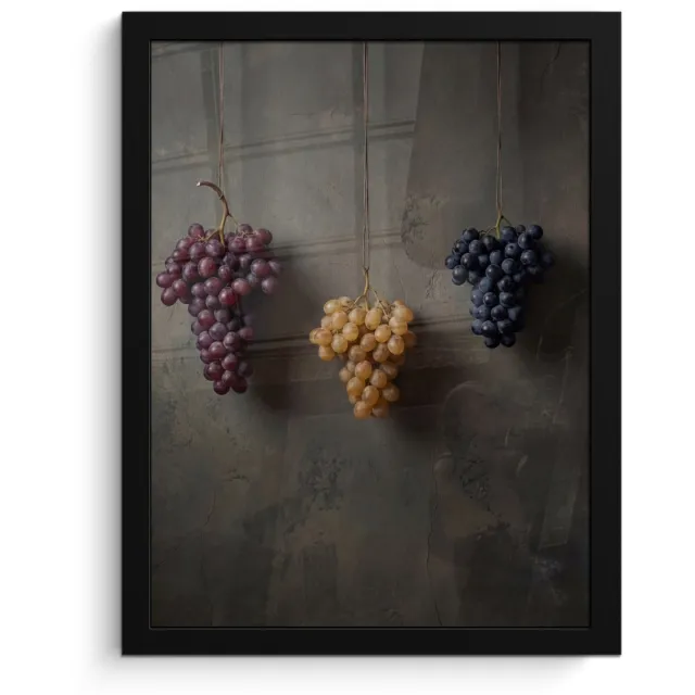 FrameYourWall Poster in lijst - Fotolijst 30x40 cm - Posters - Druiven - Kleurrijk - Muur - Posterlijst zwart - Decoratie - Wanddecoratie woonkamer - Muurdecoratie slaapkamer