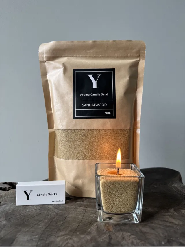 Label Y Geur kaarsenzand - Aroma Candle Sand - Sandalwood - Inclusief lonten - Label Y Sandalwood - Bruin