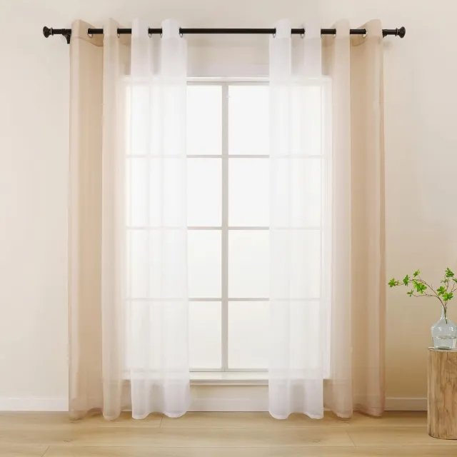 Unyqoos Transparante voile gordijnen met kleurverloop voor woonkamer en slaapkamer 140 x 225 cm beige