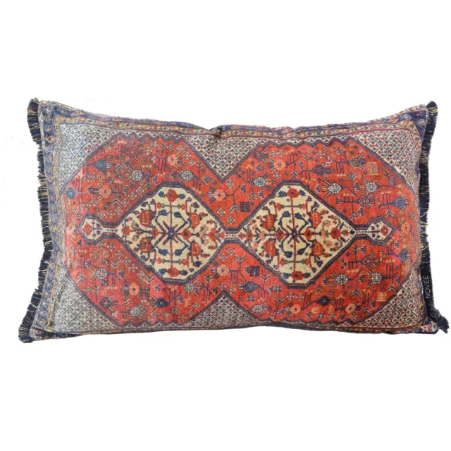 NOVÉE Sierkussen Persian Nima | 30 x 50 cm | Viscose/Katoen Rood/Blauw