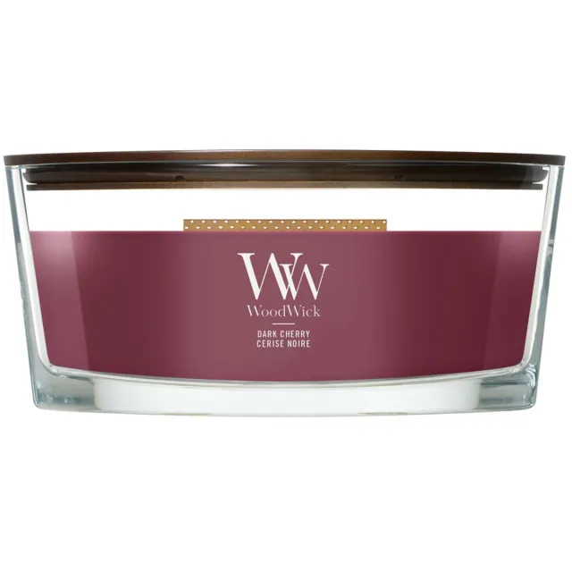 Woodwick Hearthwick - Dark Cherry - Ellipse Geurkaars - 50 branduren Paars