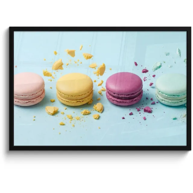 FrameYourWall Poster in lijst - Fotolijst 90x60 cm - Posters - Macarons - Kleurrijk - Pastel - Posterlijst zwart - Decoratie - Wanddecoratie woonkamer - Muurdecoratie slaapkamer